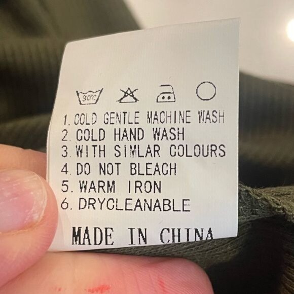 Basic Henley Lace Crochet Long Sleeve Blouse Casual Green Ribbed Knit Size Large - Picture 8 of 8